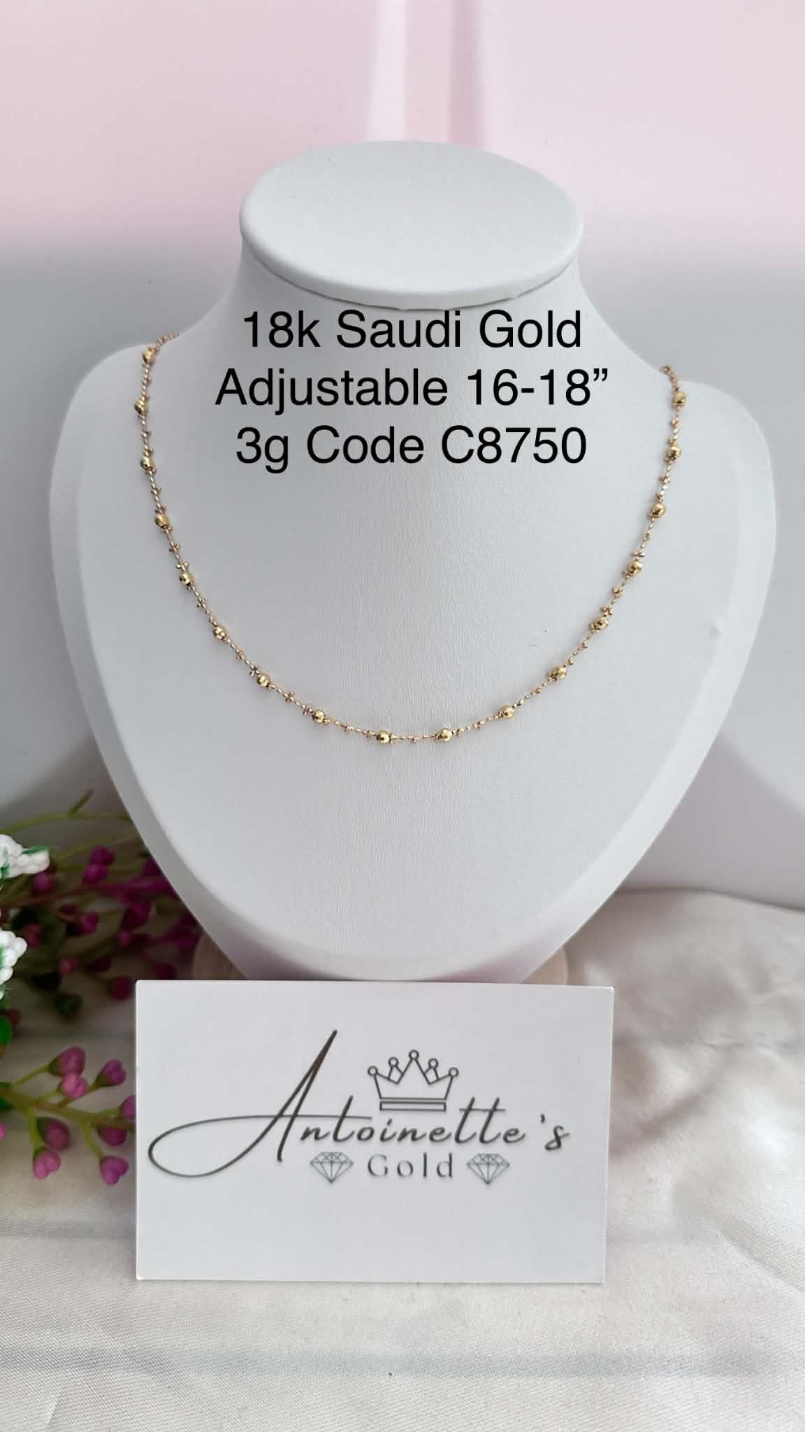 C8750 Adjustable Beaded Necklace 16″-18″