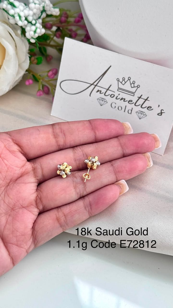 E72812 Tricolor Beaded Cluster Stud you
