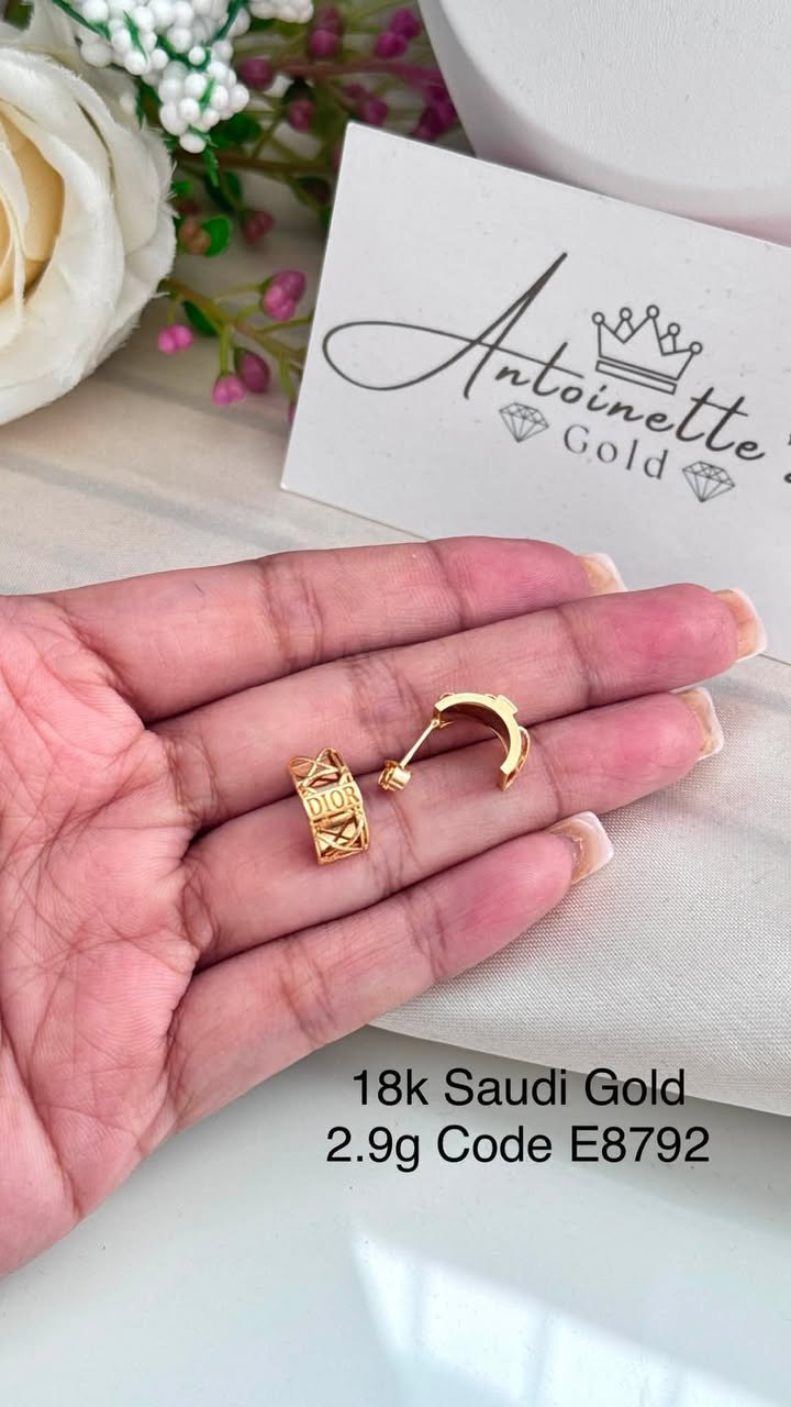 E8792 Dior Inspired Semi Hoops Stud Earrings